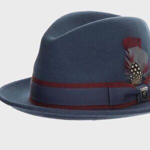 Stacy Adams Macon MIST Wool Felt Pinch Front Fedora SZ LARGE 11805